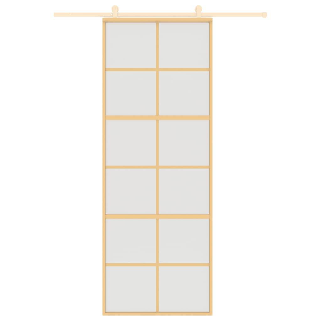 vidaXL Schiebetür Golden 76x205 cm Matt ESG-Glas und Aluminium