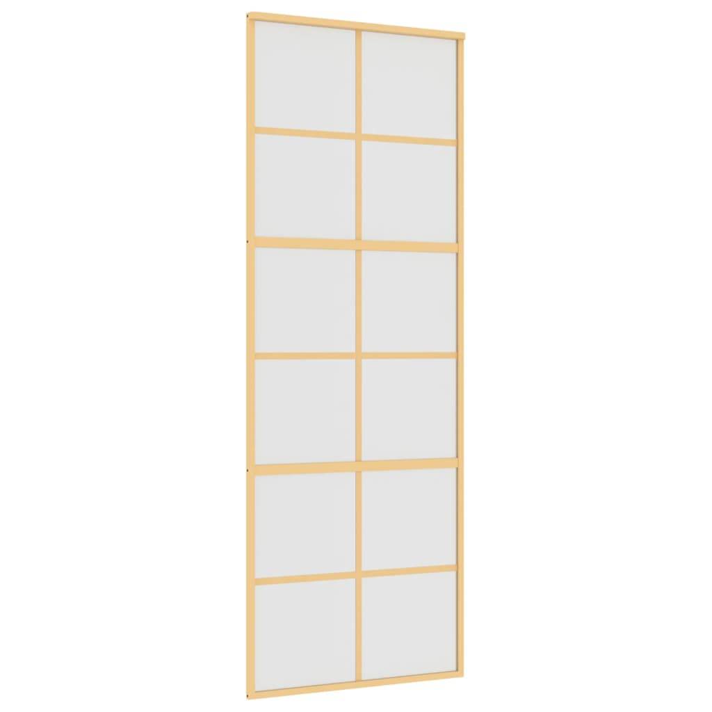 vidaXL Schiebetür Golden 76x205 cm Matt ESG-Glas und Aluminium