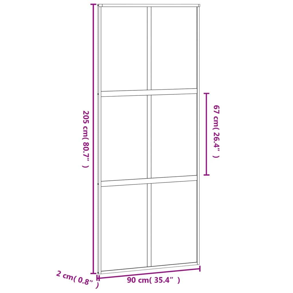 vidaXL Schiebetür Weiß 90x205 cm Hartglas und Aluminium