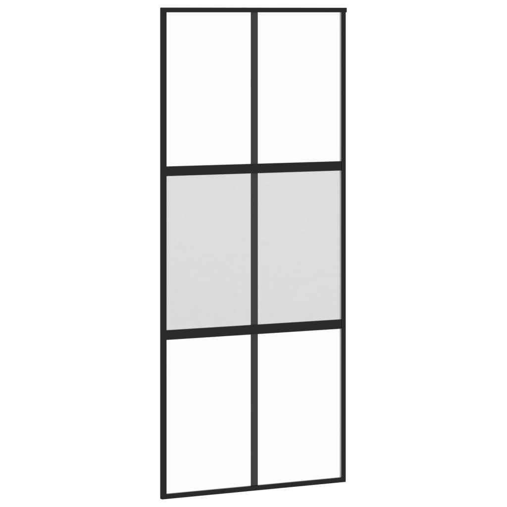 vidaXL Schiebetür Schwarz 90x205 cm Hartglas und Aluminium