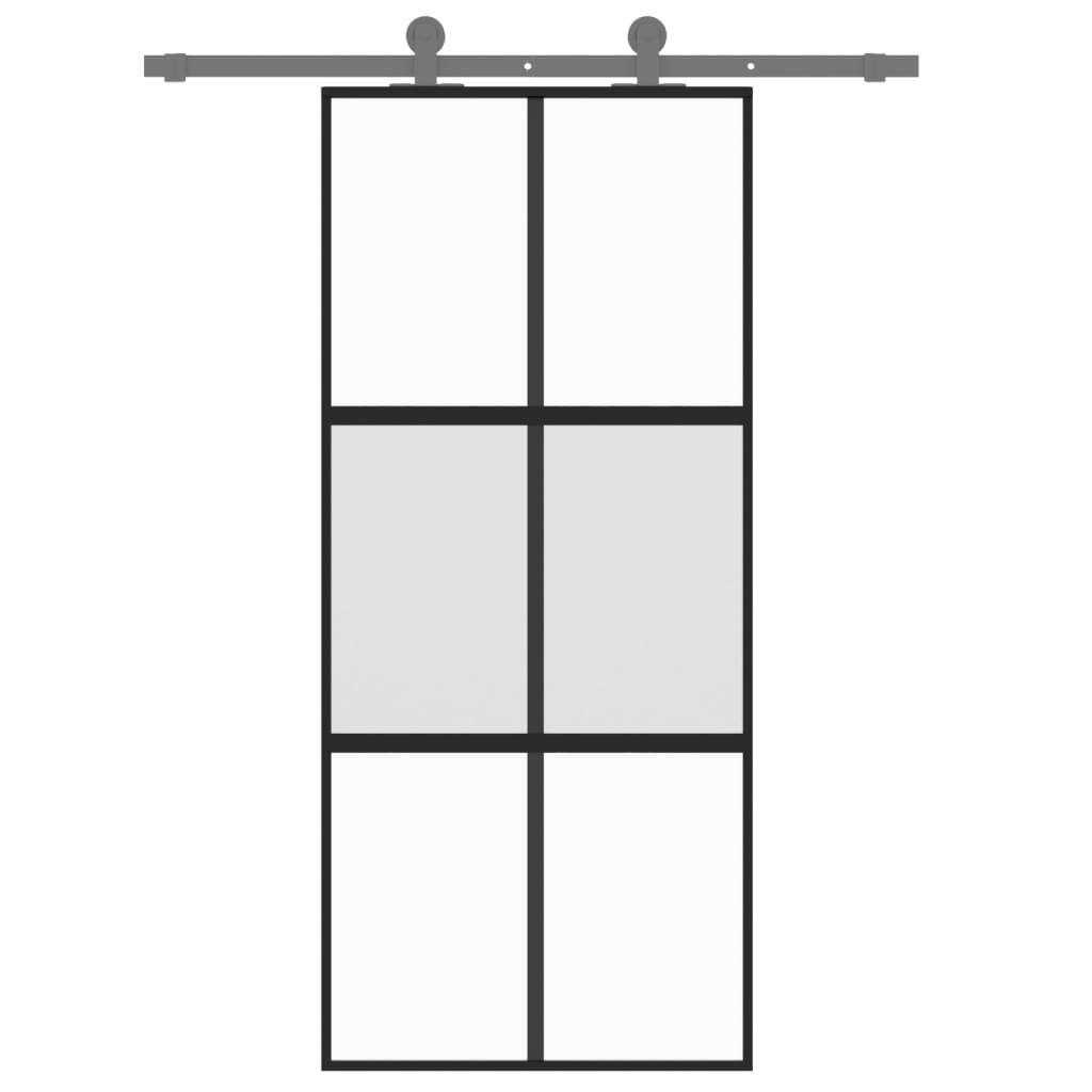 vidaXL Schiebetür Schwarz 90x205 cm Hartglas und Aluminium