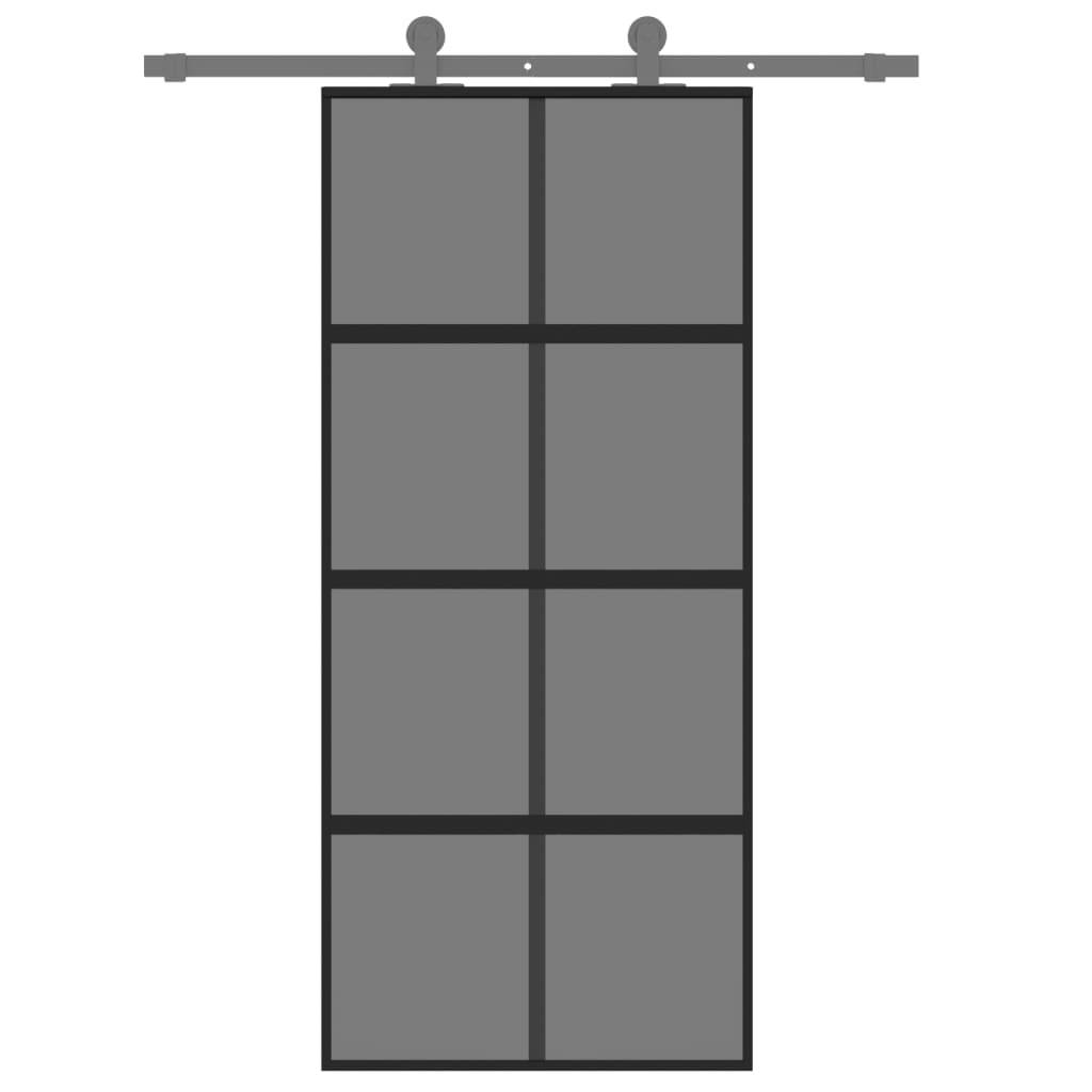 vidaXL Schiebetür Schwarz 90x205 cm Hartglas und Aluminium