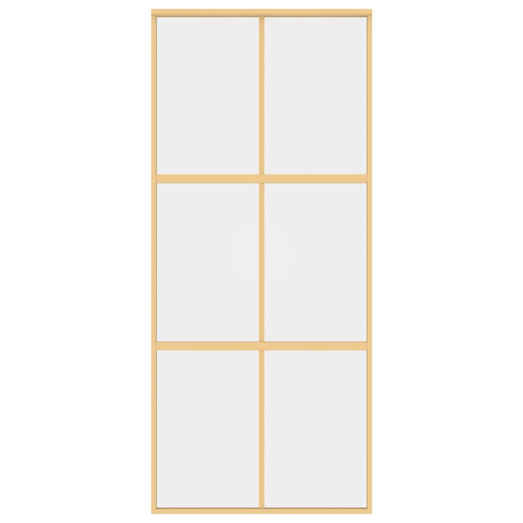 vidaXL Schiebetür Golden 90x205 cm ESG-Klarglas und Aluminium