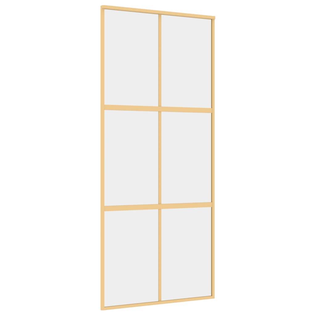 vidaXL Schiebetür Golden 90x205 cm ESG-Klarglas und Aluminium