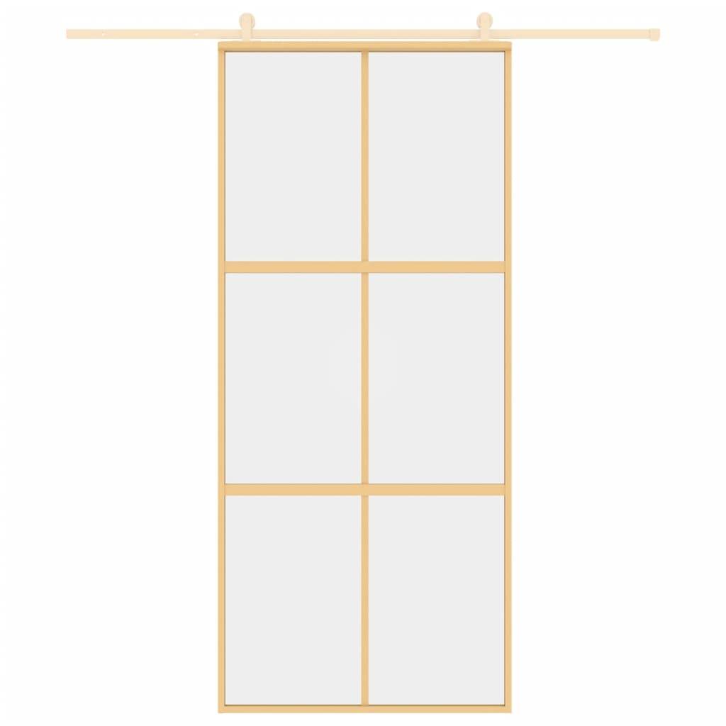 vidaXL Schiebetür Golden 90x205 cm ESG-Klarglas und Aluminium
