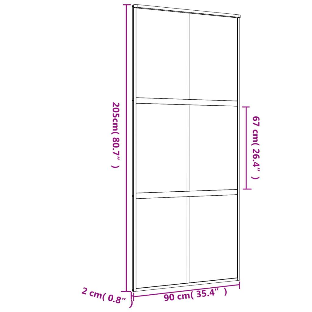 vidaXL Schiebetür Golden 90x205 cm ESG-Klarglas und Aluminium