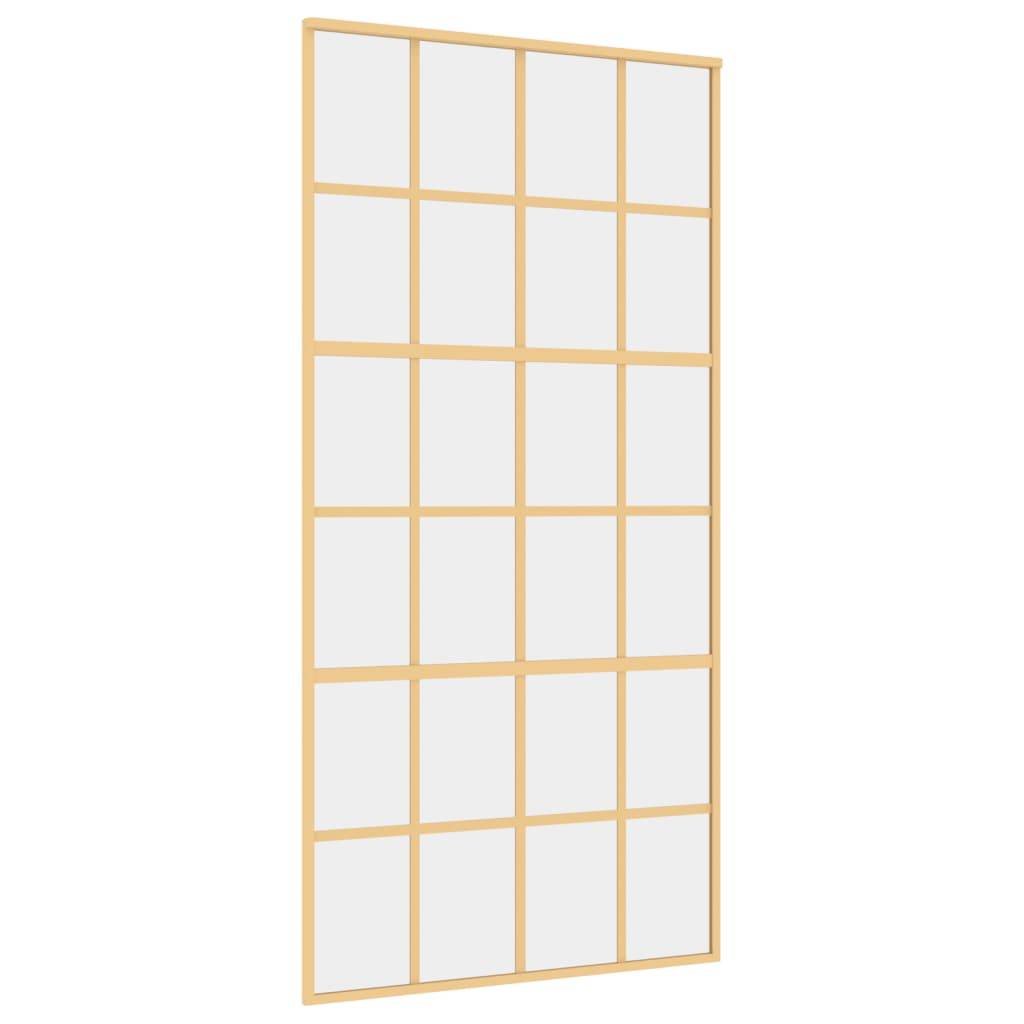 vidaXL Schiebetür Golden 102,5x205 cm ESG-Klarglas und Aluminium