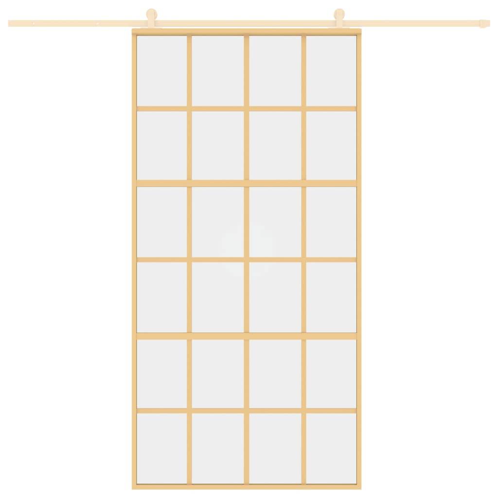 vidaXL Schiebetür Golden 102,5x205 cm ESG-Klarglas und Aluminium