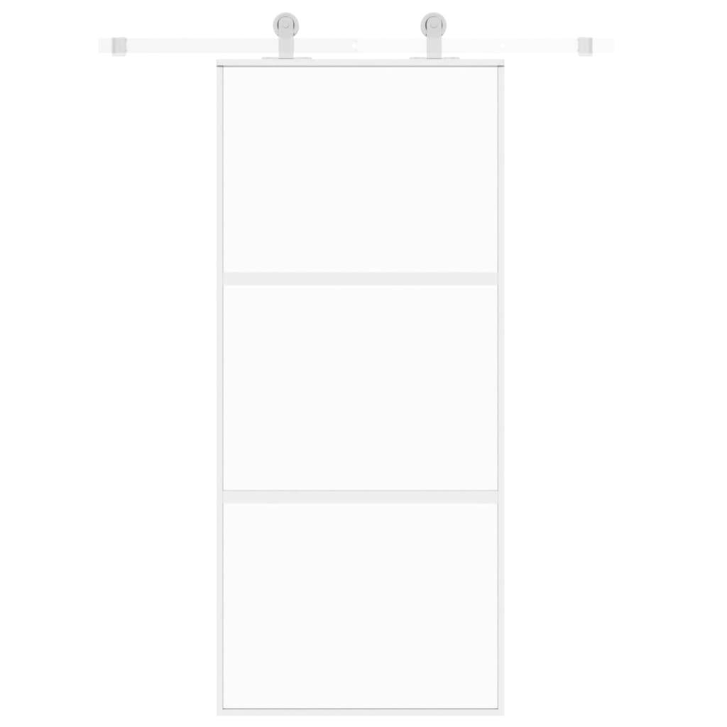 vidaXL Schiebetür Weiß 90x205 cm Hartglas und Aluminium