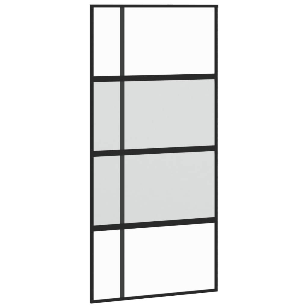 vidaXL Schiebetür Schwarz 102,5x205 cm Hartglas und Aluminium