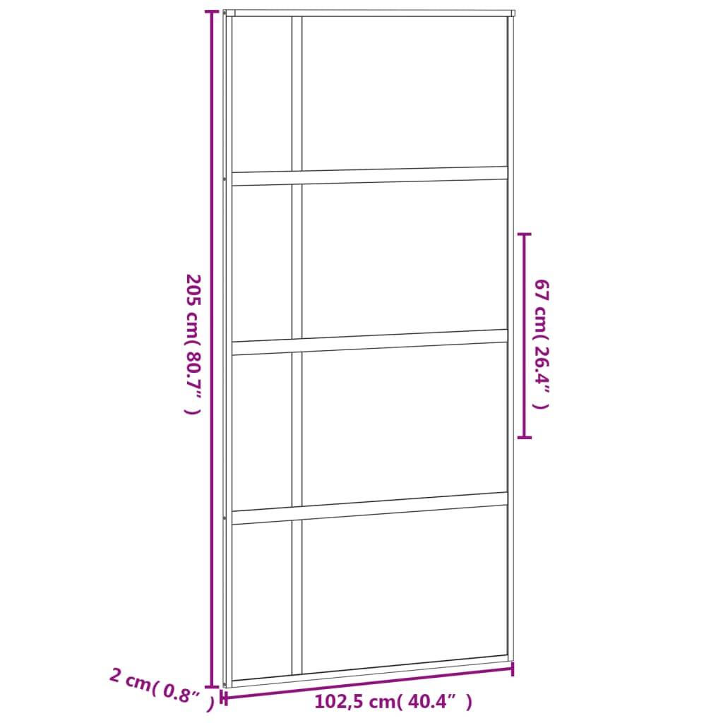 vidaXL Schiebetür Schwarz 102,5x205 cm Hartglas und Aluminium