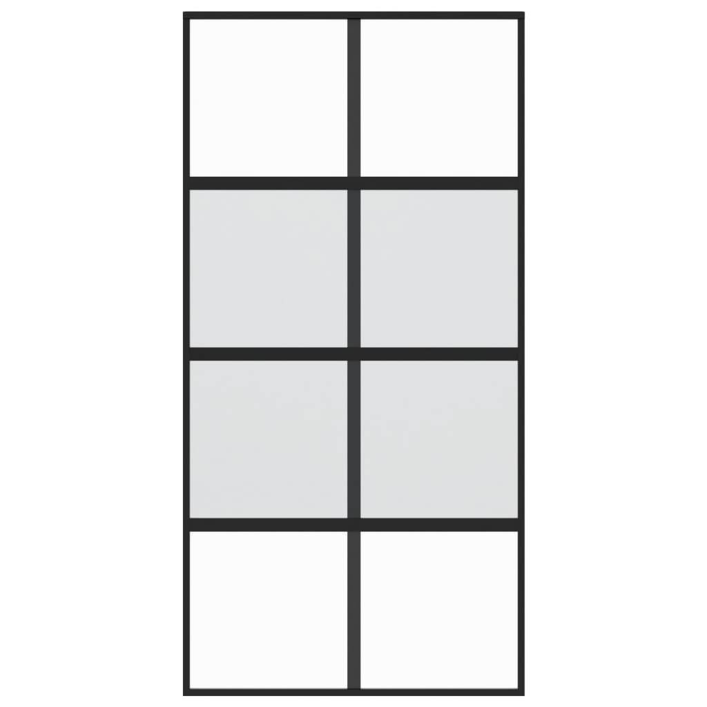 vidaXL Schiebetür Schwarz 102,5x205 cm Hartglas und Aluminium