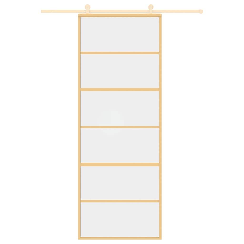 vidaXL Schiebetür Golden 76x205 cm ESG-Klarglas und Aluminium