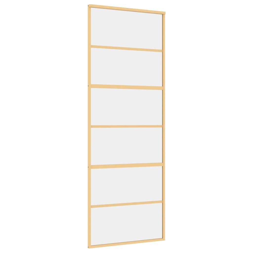 vidaXL Schiebetür Golden 76x205 cm ESG-Klarglas und Aluminium