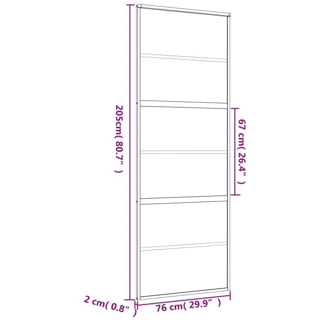 vidaXL Schiebetür Golden 76x205 cm ESG-Klarglas und Aluminium