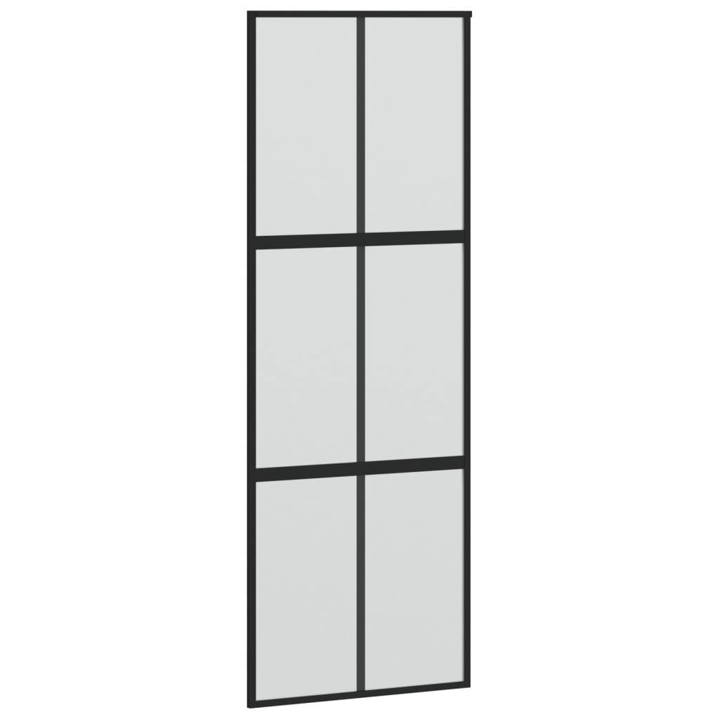 vidaXL Schiebetür Schwarz 76x205 cm Hartglas und Aluminium