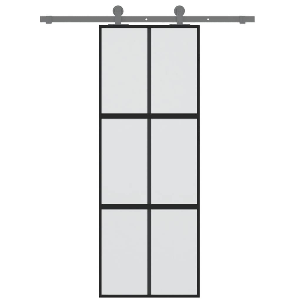 vidaXL Schiebetür Schwarz 76x205 cm Hartglas und Aluminium