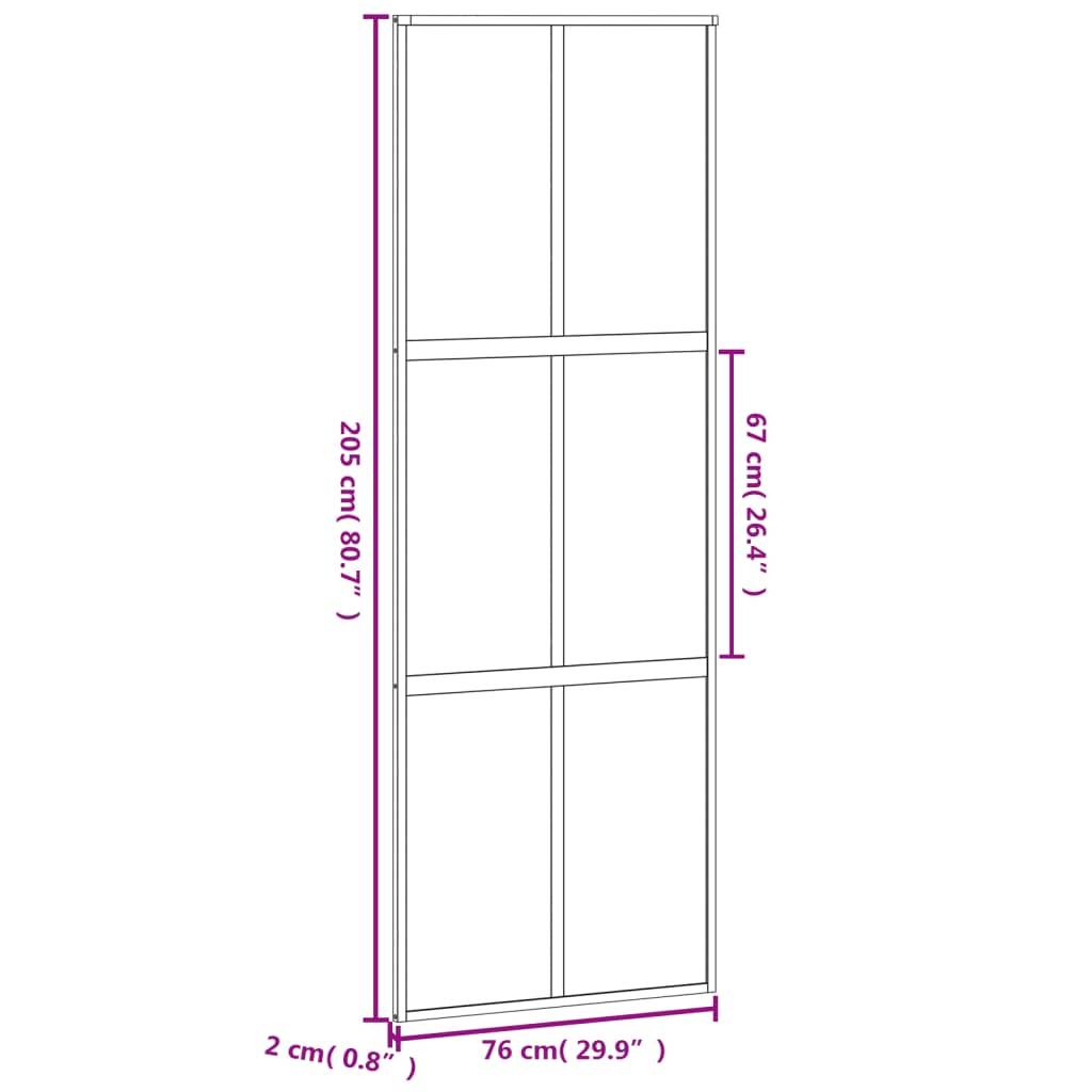 vidaXL Schiebetür Schwarz 76x205 cm Hartglas und Aluminium