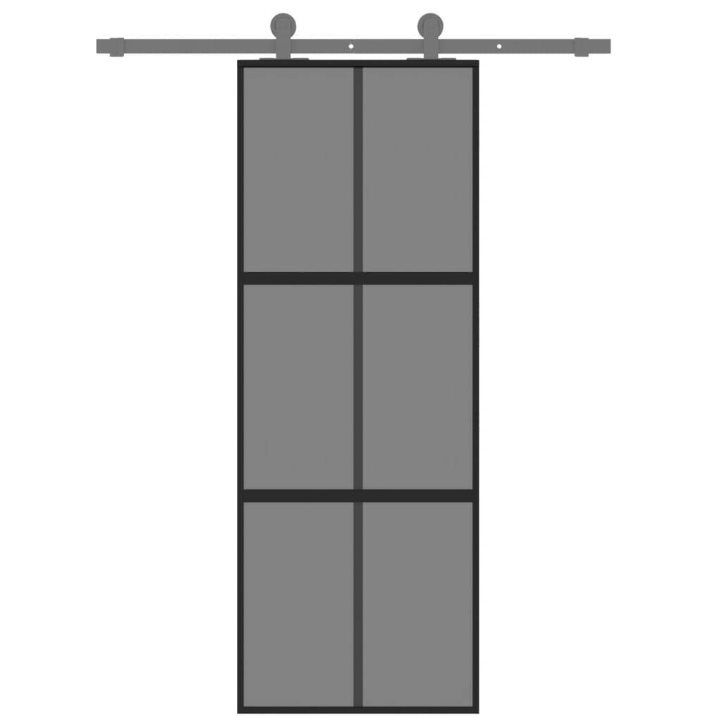 vidaXL Schiebetür Schwarz 76x205 cm Hartglas und Aluminium
