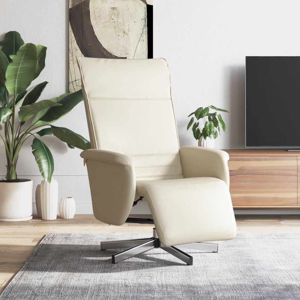 vidaXL Relaxsessel mit Fußteil Creme Kunstleder