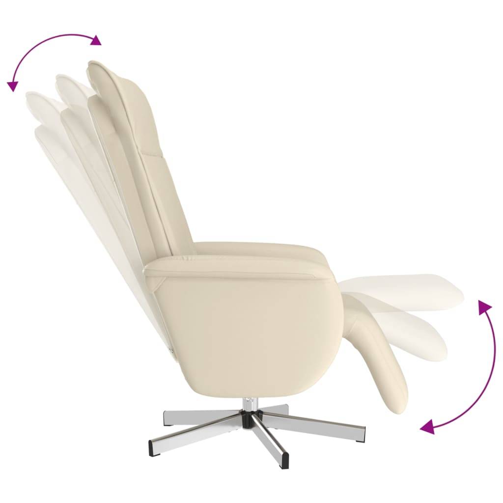 vidaXL Relaxsessel mit Fußteil Creme Kunstleder
