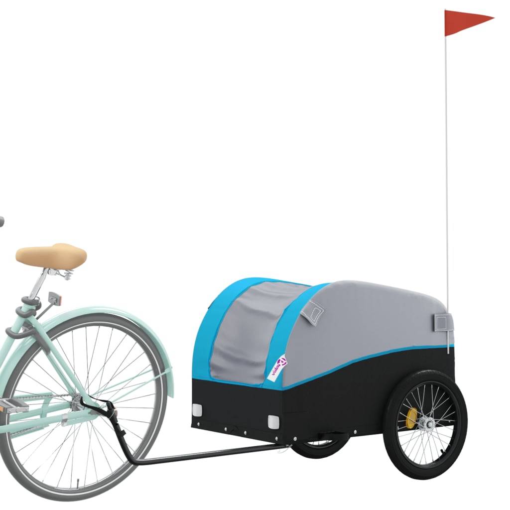 vidaXL Fahrradanhänger Schwarz und Blau 45 kg Eisen