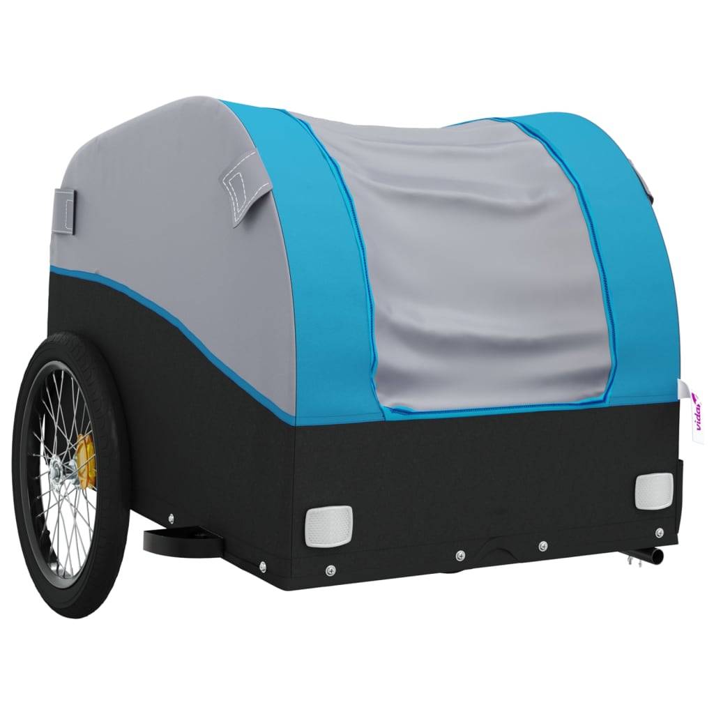 vidaXL Fahrradanhänger Schwarz und Blau 45 kg Eisen