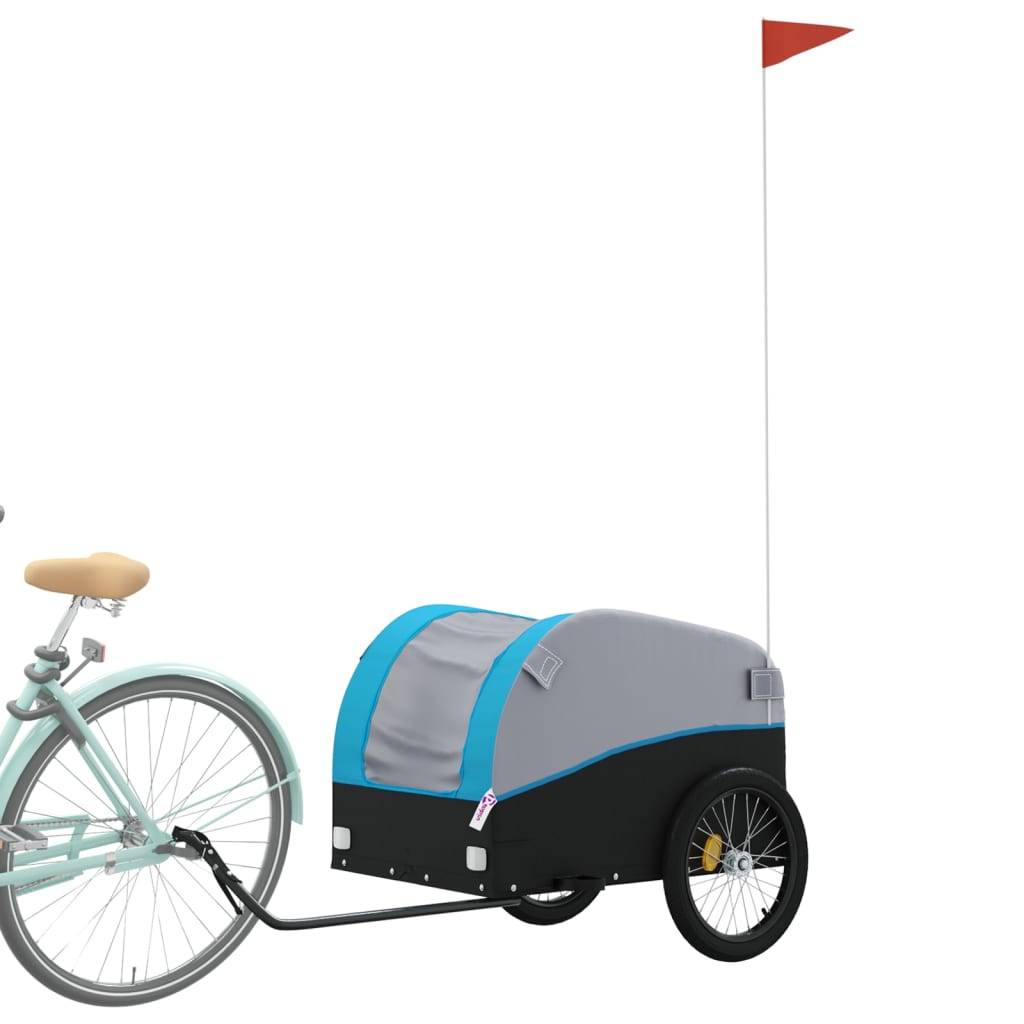 vidaXL Fahrradanhänger Schwarz und Blau 45 kg Eisen