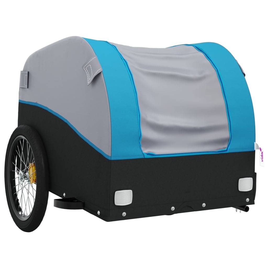 vidaXL Fahrradanhänger Schwarz und Blau 45 kg Eisen