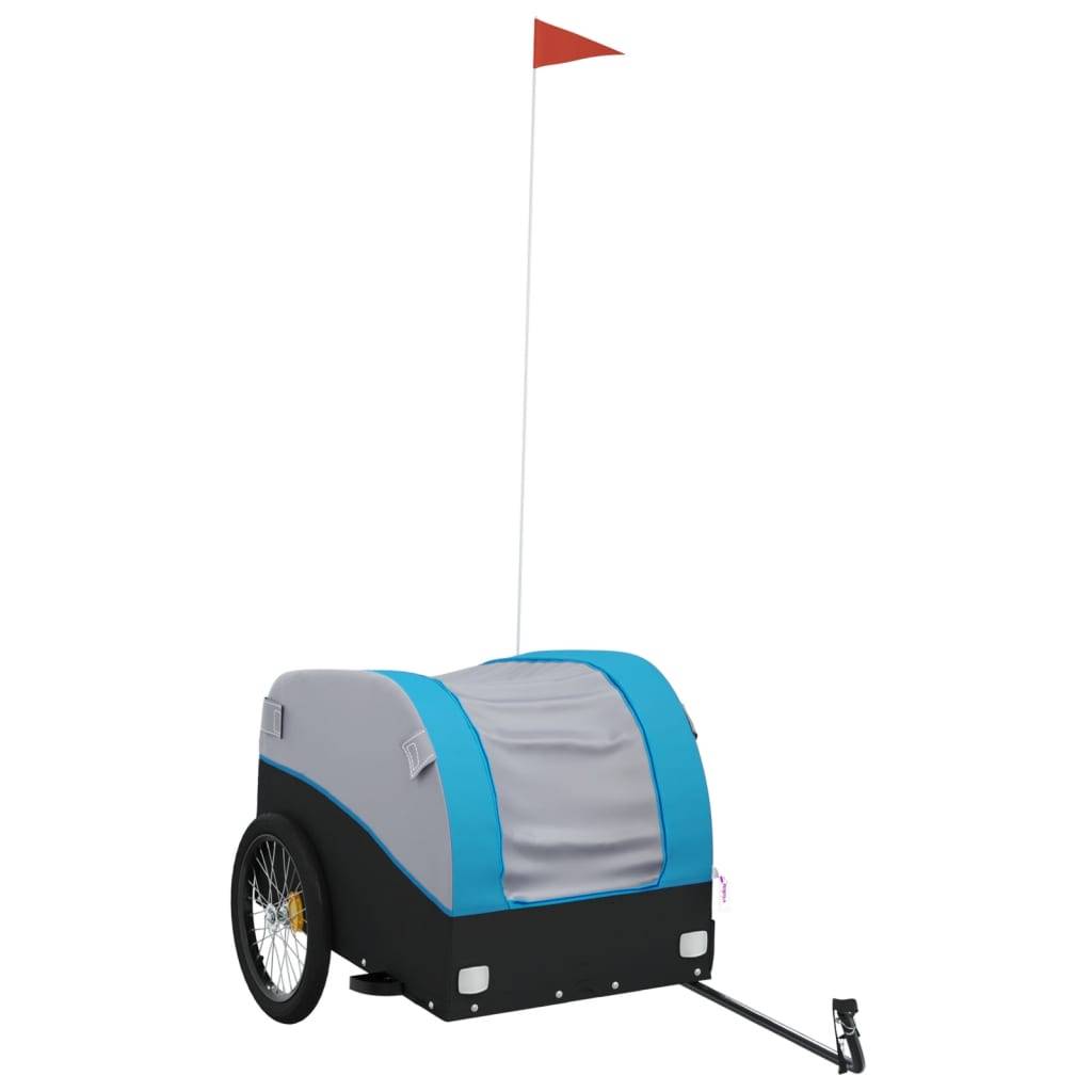 vidaXL Fahrradanhänger Schwarz und Blau 45 kg Eisen
