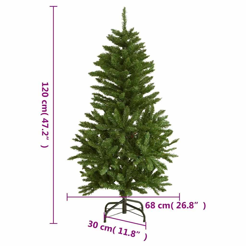 vidaXL Künstlicher Weihnachtsbaum Klappbar 150 LEDs & Kugeln 120 cm