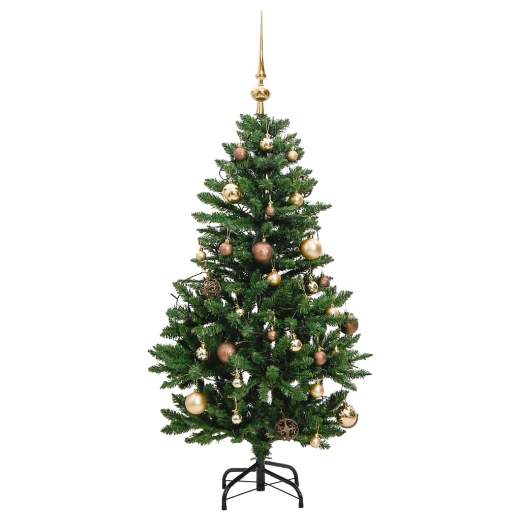vidaXL Künstlicher Weihnachtsbaum Klappbar 150 LEDs & Kugeln 120 cm