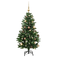 vidaXL Künstlicher Weihnachtsbaum Klappbar 150 LEDs & Kugeln 120 cm vidaXL Künstlicher Weihnachtsbaum Klappbar 150 LEDs & Kugeln 120 cm