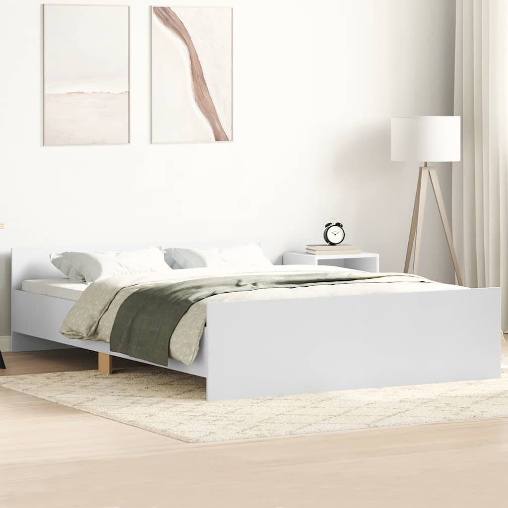 vidaXL Bettgestell mit Kopf- und Fußteil Weiß 140x190 cm