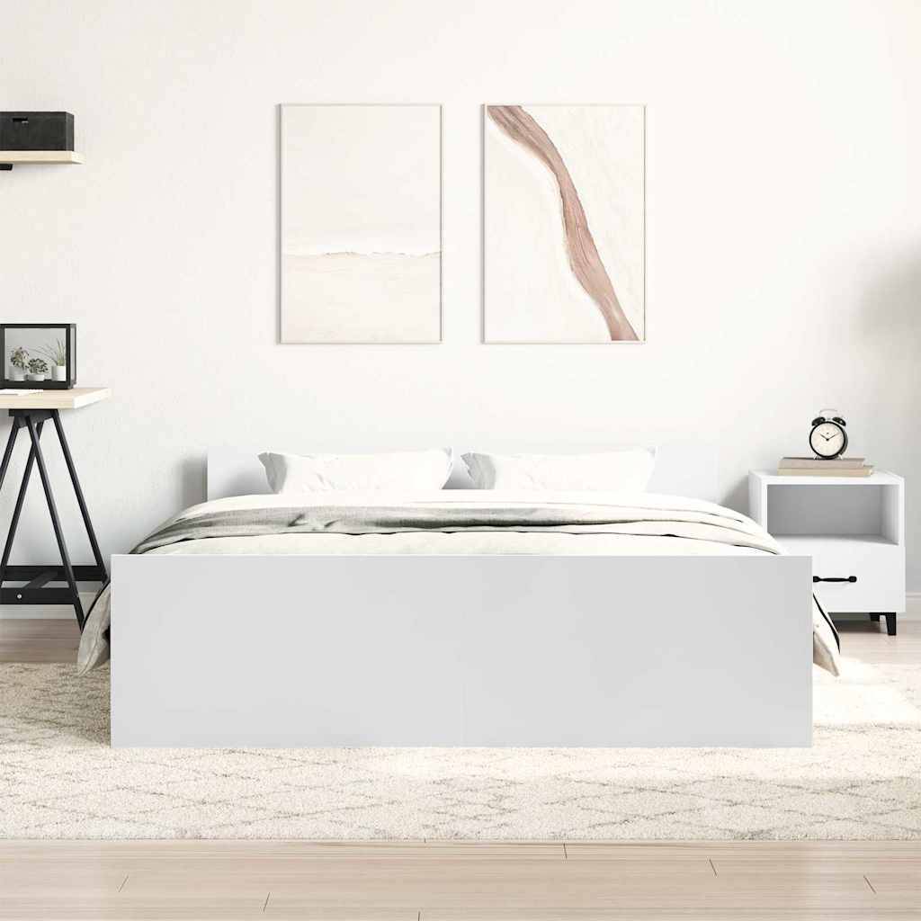 vidaXL Bettgestell mit Kopf- und Fußteil Weiß 140x190 cm