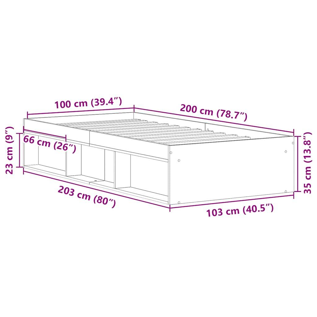 vidaXL Bettgestelll Weiß 100x200 cm