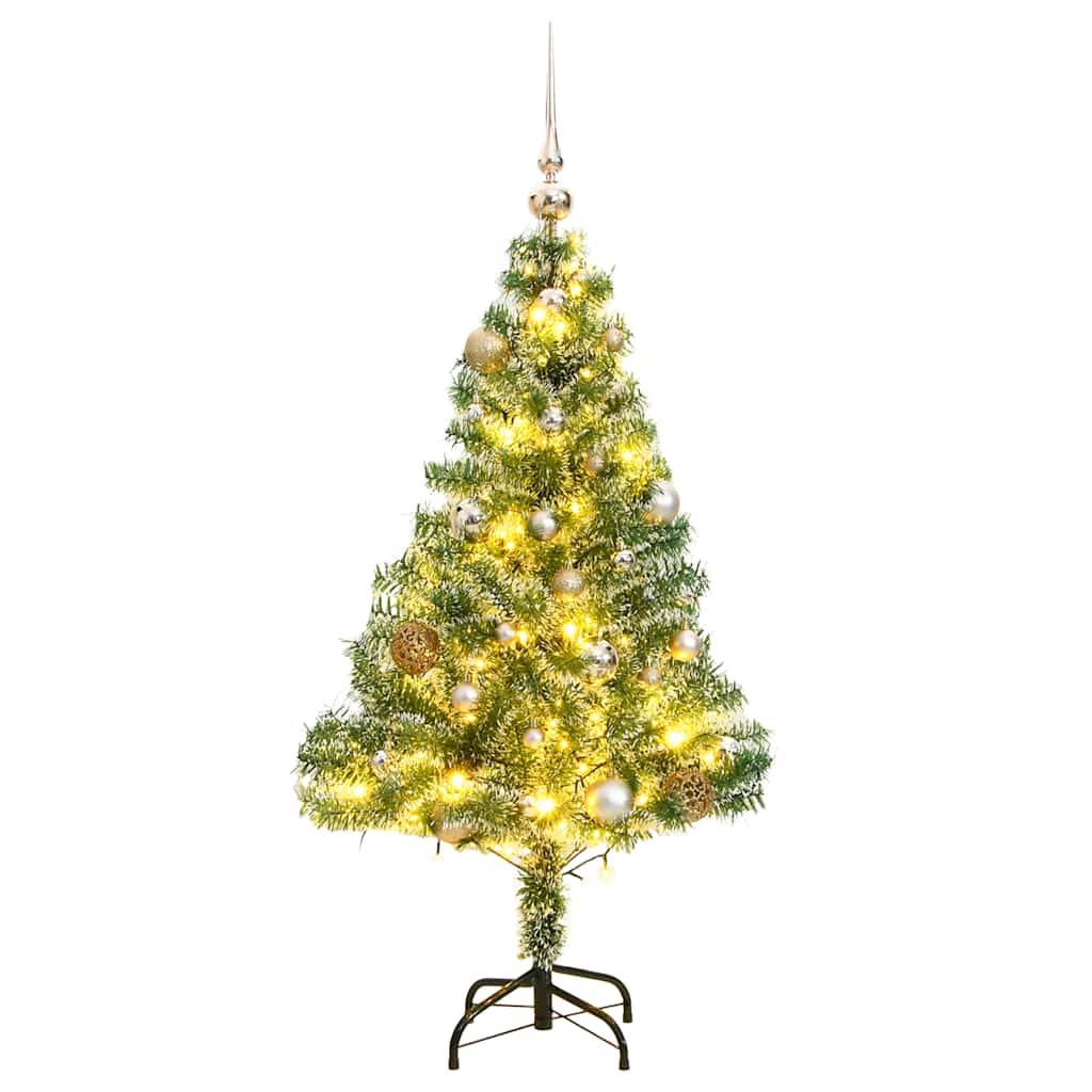 vidaXL Künstlicher Weihnachtsbaum mit Schnee & Kugeln 150 LEDs 120 cm