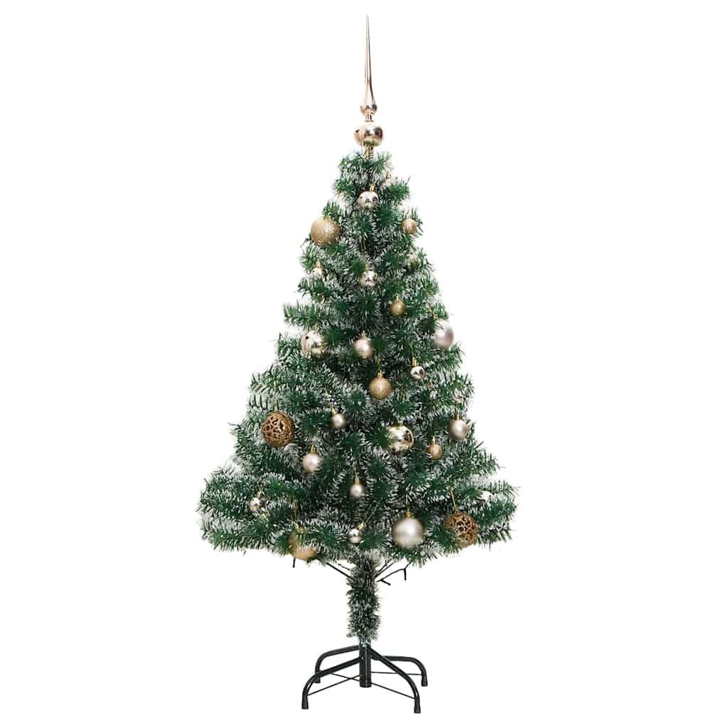 vidaXL Künstlicher Weihnachtsbaum mit Schnee & Kugeln 150 LEDs 120 cm