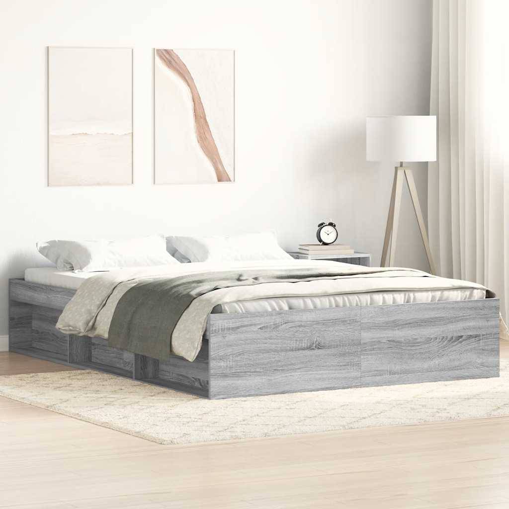 vidaXL Bettgestell Grau Sonoma 135x190 cm