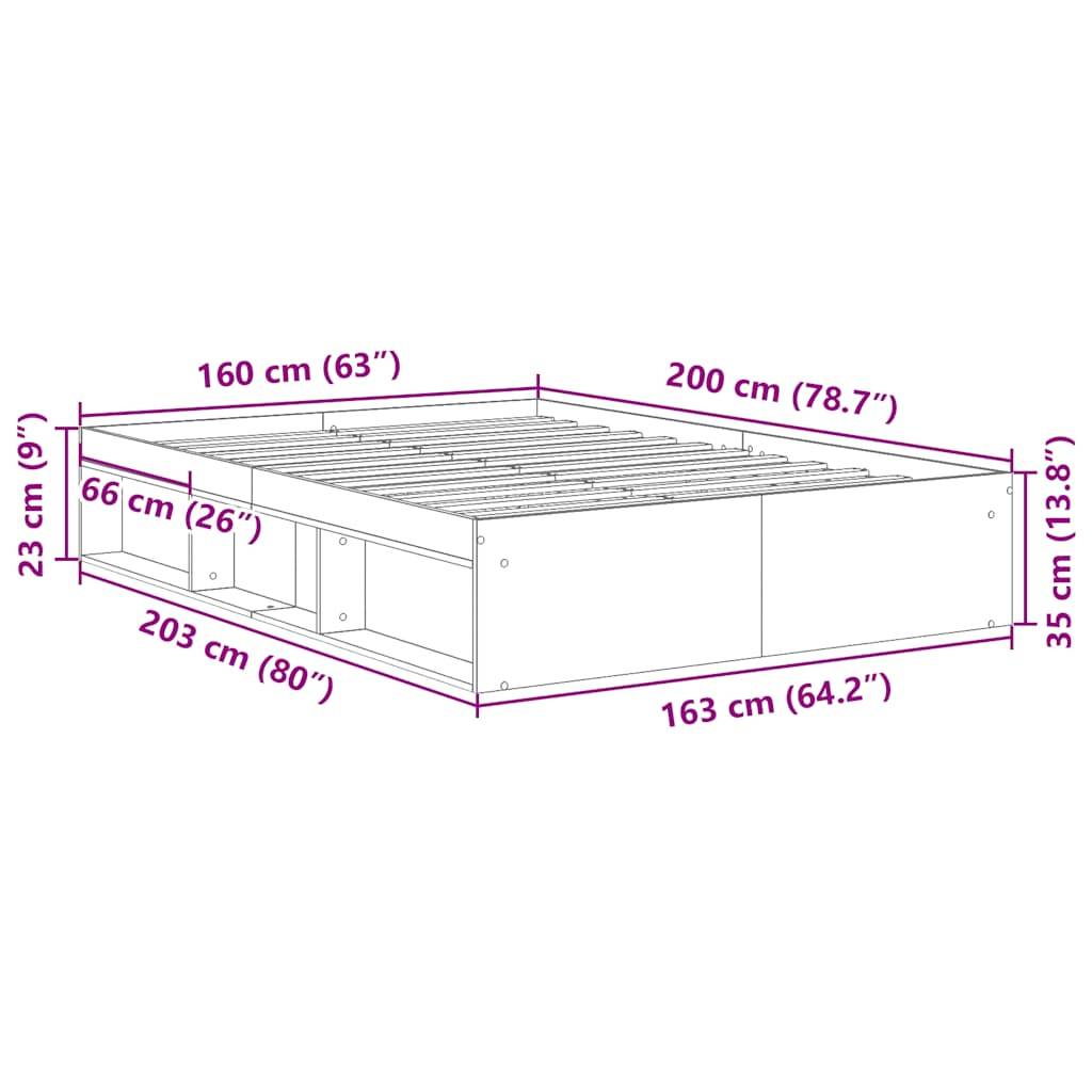 vidaXL Bettgestell Weiß 160x200 cm