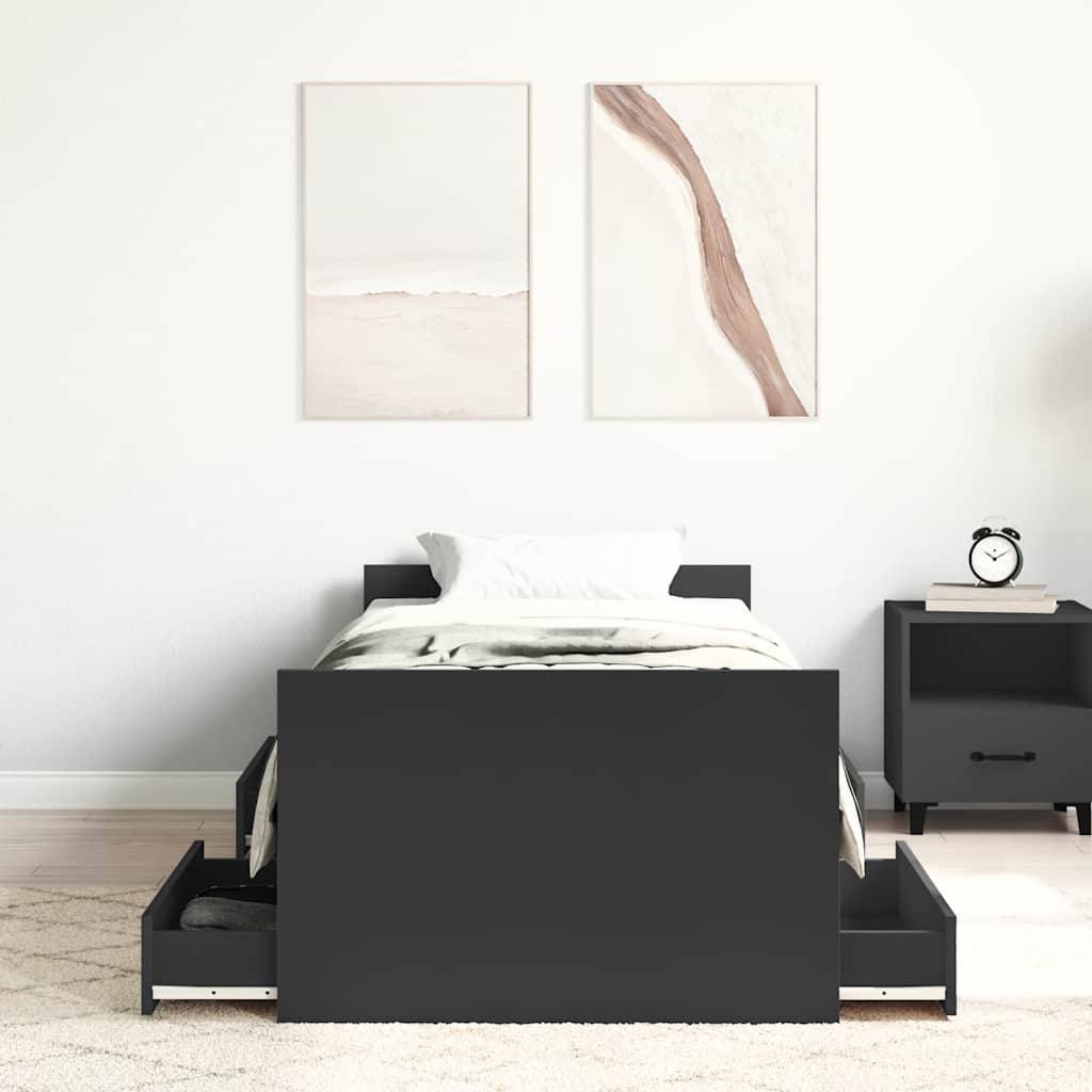 vidaXL Bettgestell mit Kopf- und Fußteil Schwarz 90x200 cm