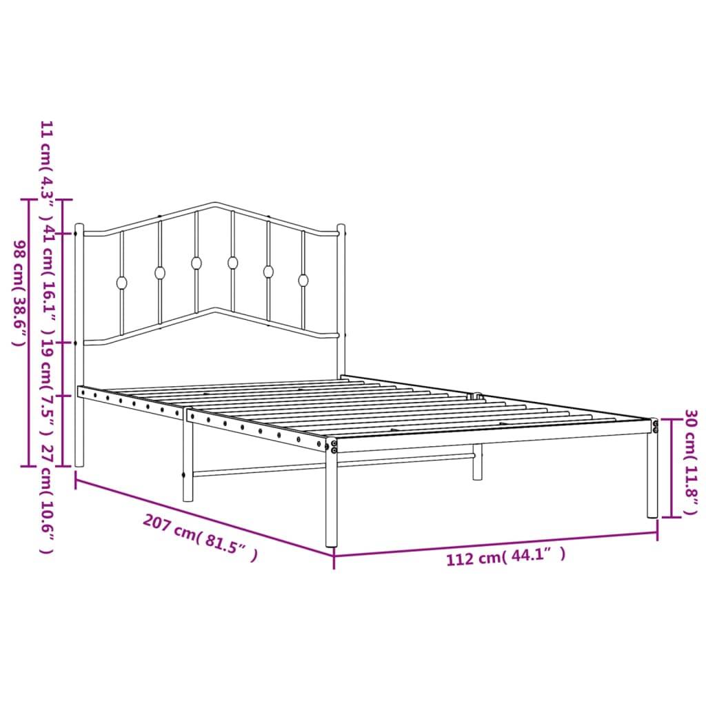vidaXL Bettgestell mit Kopfteil Metall Weiß 107x203 cm