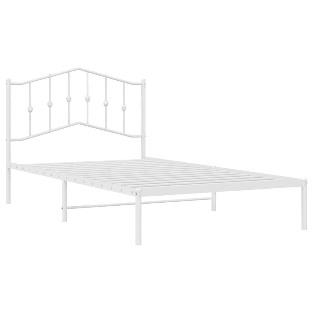 vidaXL Bettgestell mit Kopfteil Metall Weiß 107x203 cm