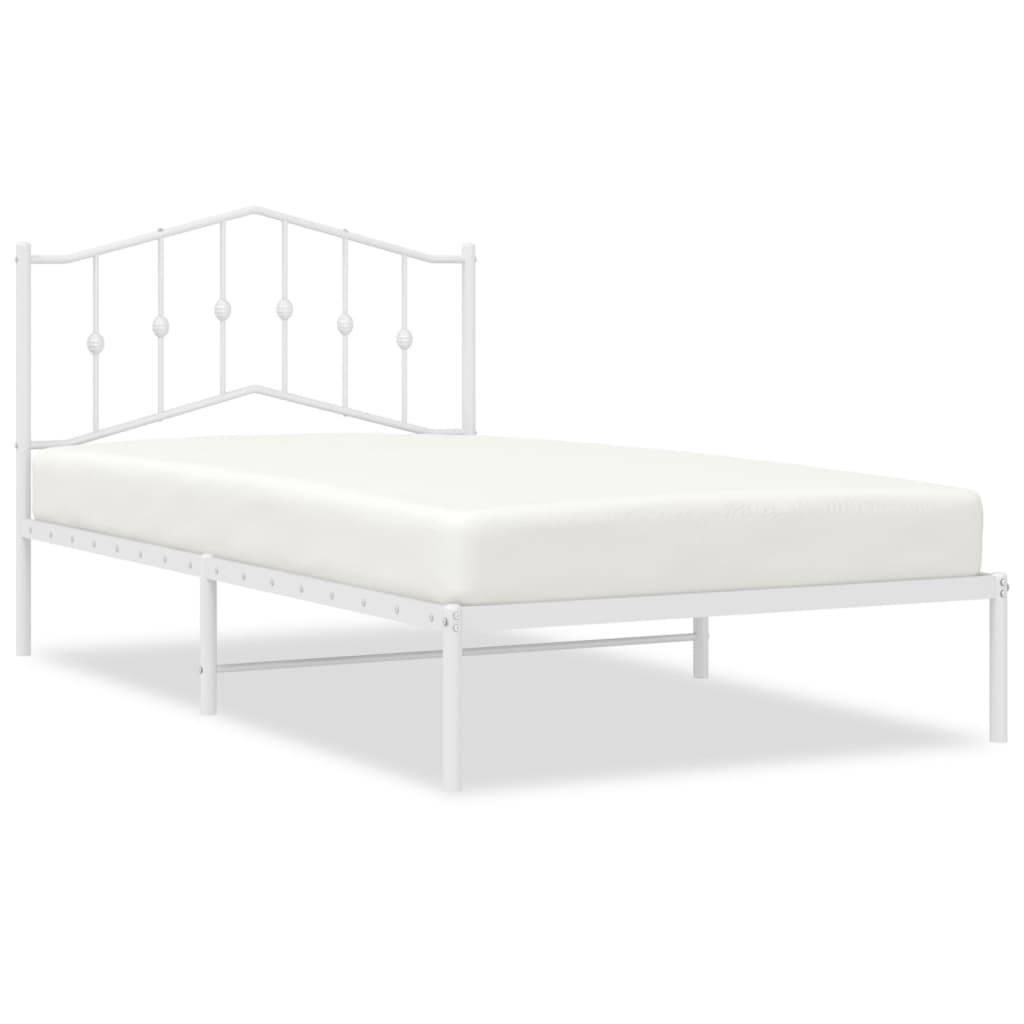vidaXL Bettgestell mit Kopfteil Metall Weiß 107x203 cm