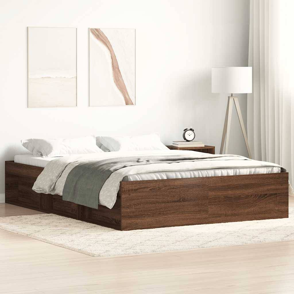 vidaXL Bettgestell Braun Eichen-Optik 120x200 cm