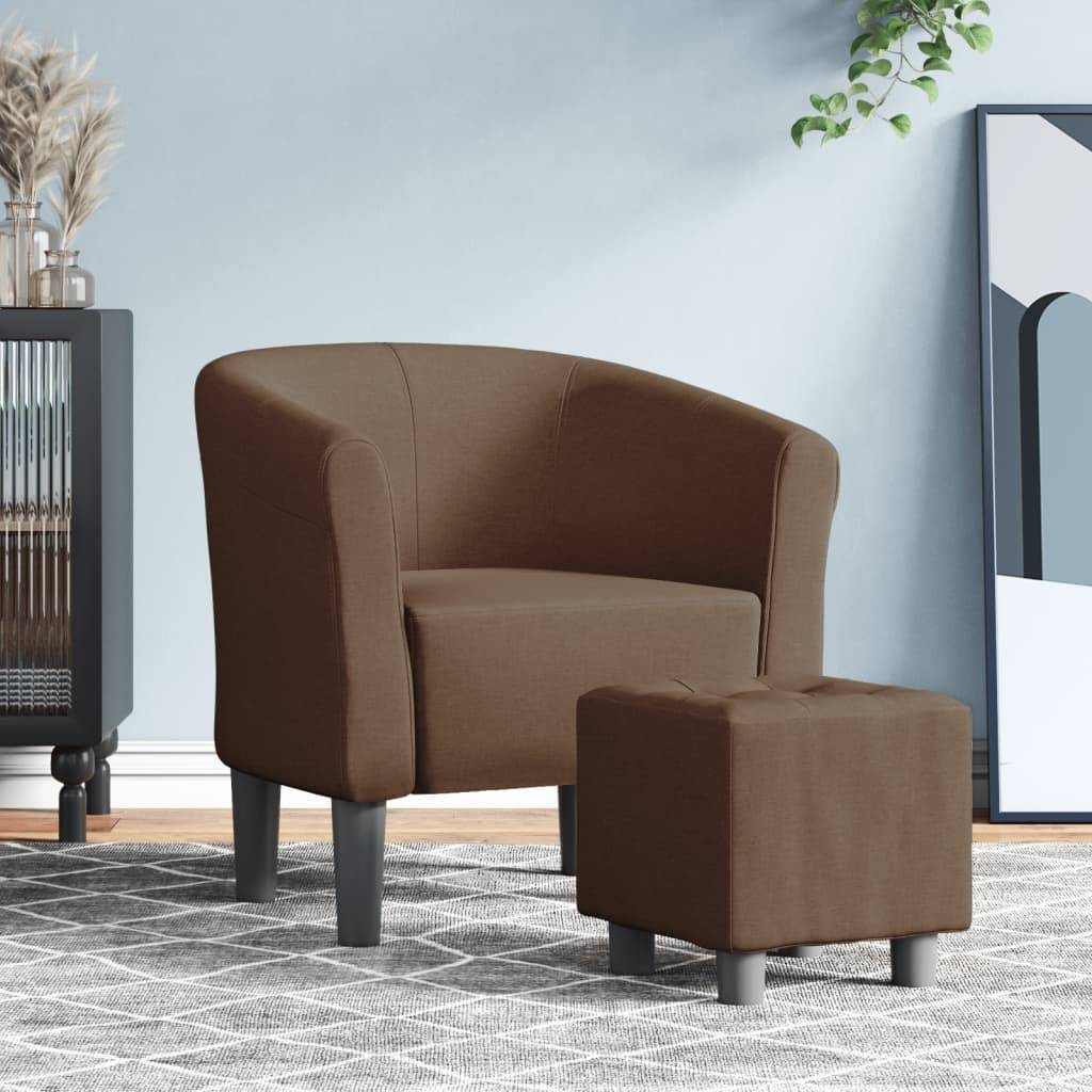 vidaXL Clubsessel mit Fußhocker Braun Stoff