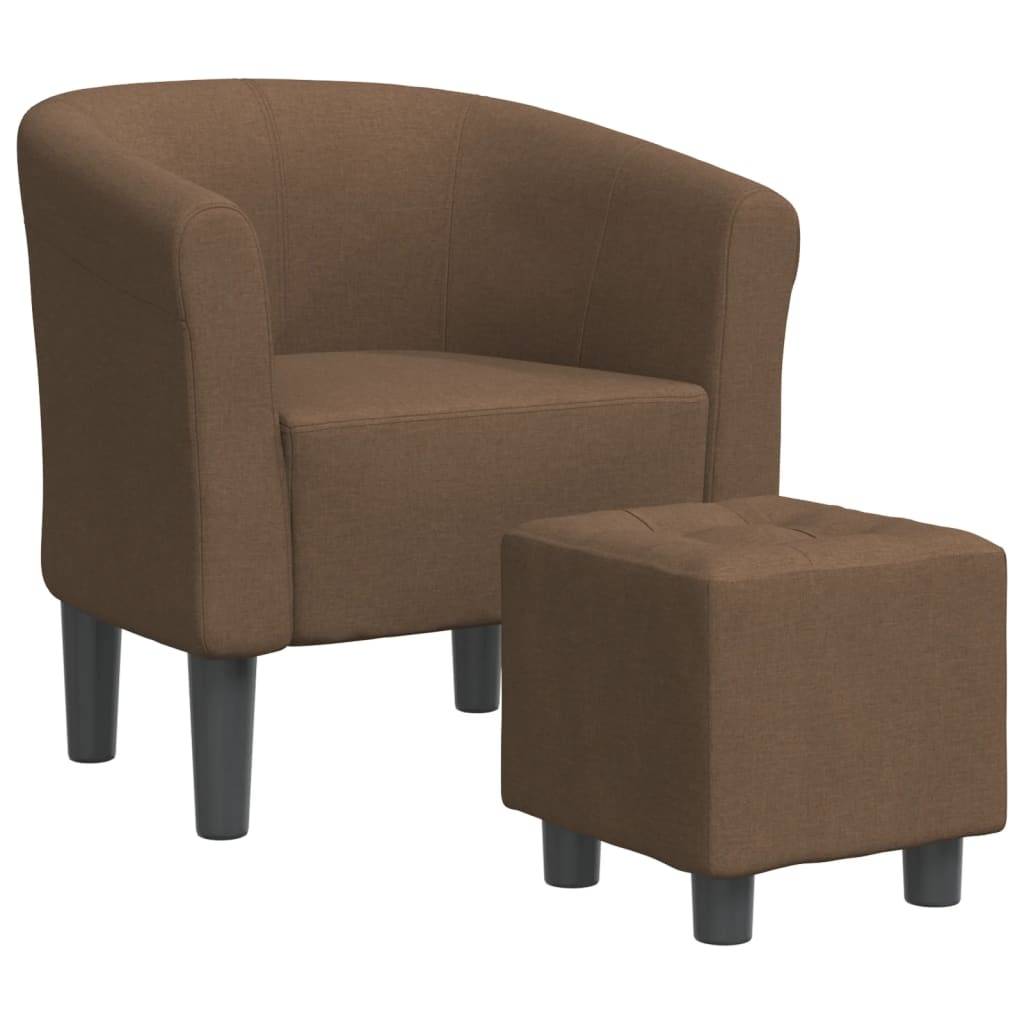 vidaXL Clubsessel mit Fußhocker Braun Stoff