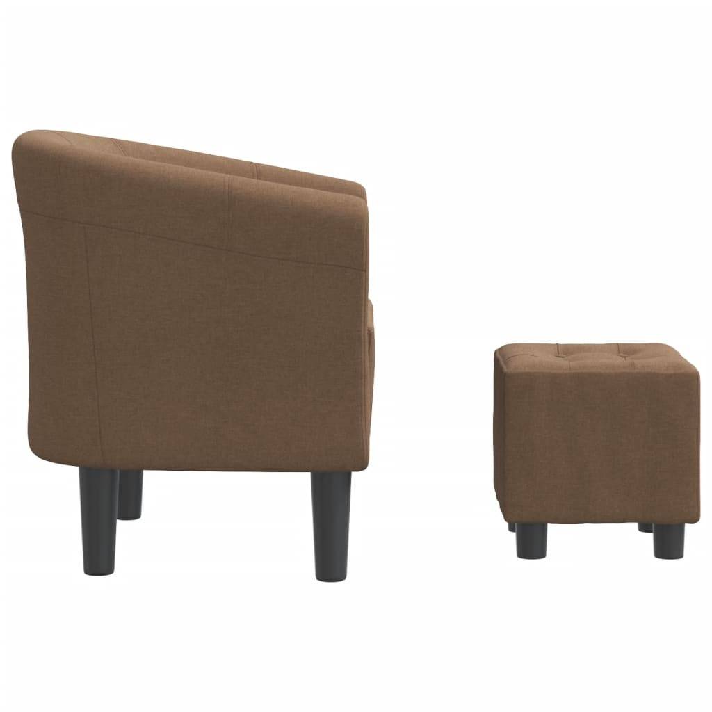 vidaXL Clubsessel mit Fußhocker Braun Stoff