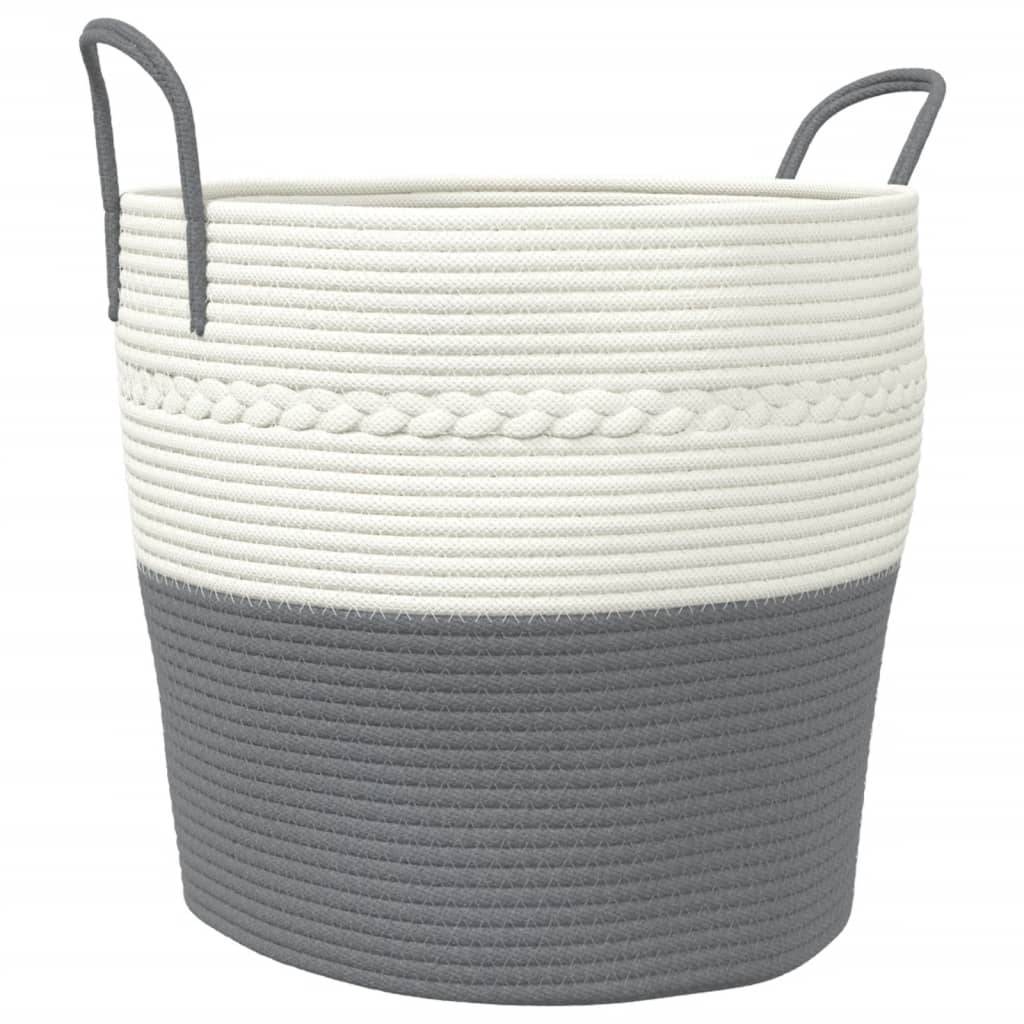vidaXL Aufbewahrungskorb Grau und Weiß Ø43x38 cm Baumwolle