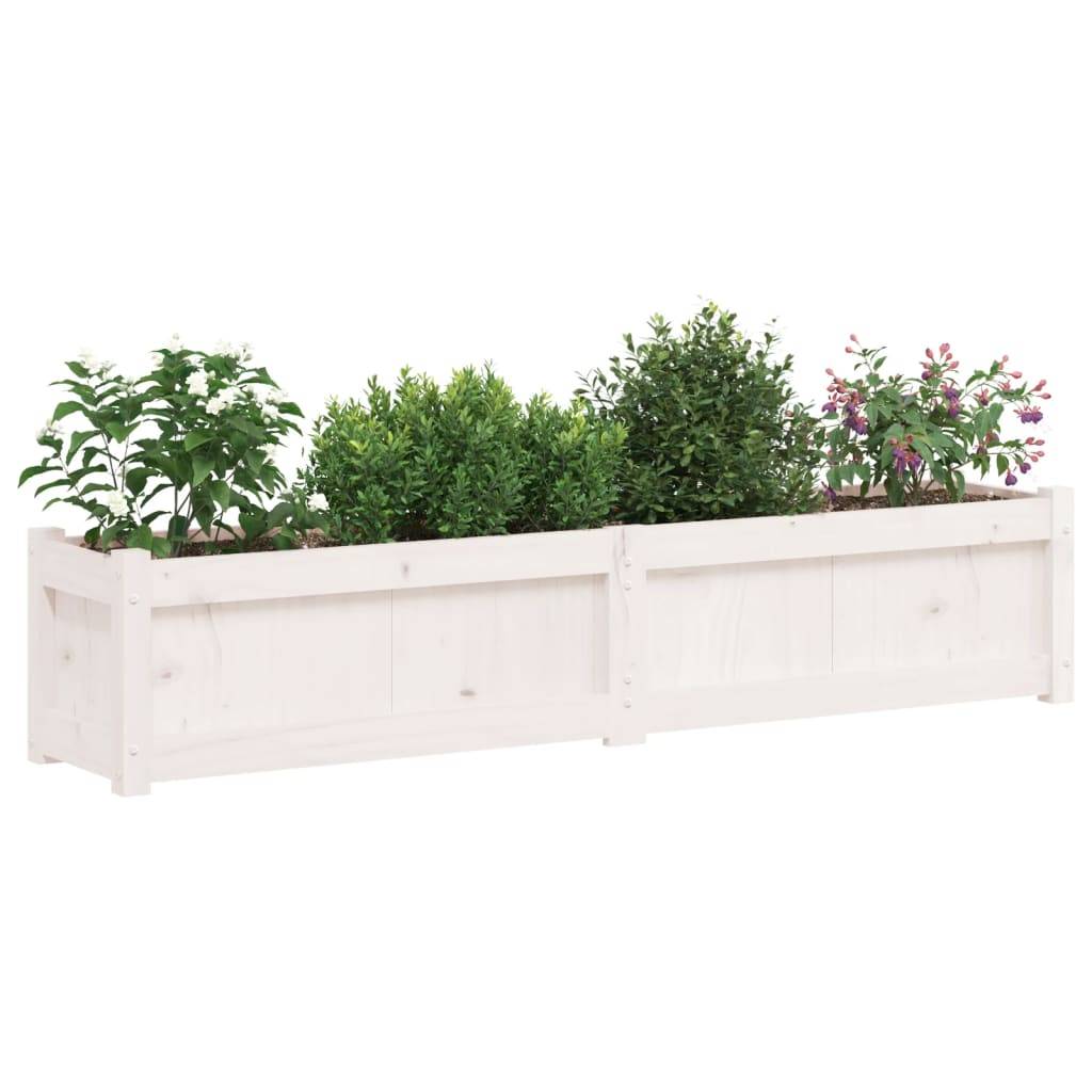 vidaXL Pflanzkübel Weiß 150x31x31 cm Massivholz Kiefer